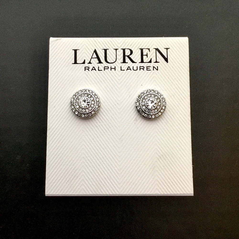 Lauren Ralph Lauren Silver Tone around Pave Stud Earrings